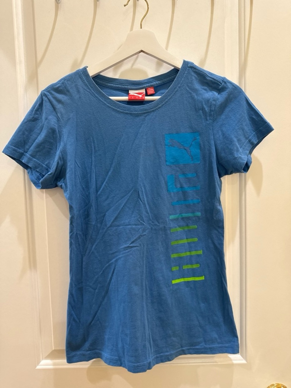 Puma Blue Short Sleeve Tee with Teal and Lime Graphic